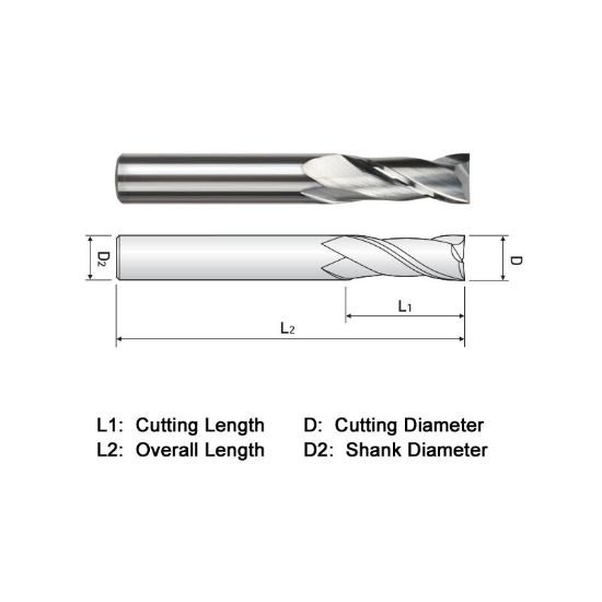 Picture of Widin EA302004 Dia 1/16 SH 0.1250 LOC 0.1875 OAL1.50 End Mill Standard Flute Standard Helix Carbide Uncoated Single End Square Sharp General PURPOSE