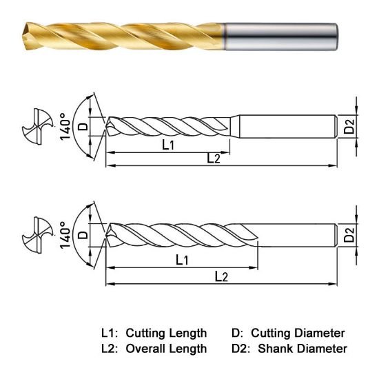 Picture of Widin NDPL107 10.70mm Dia 140° Point 2 Flute 5.5-7.5XD Drill