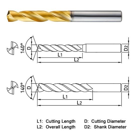 Picture of Widin NDPR098 9.80mm Dia 140° Point 2 Flute 5.5-7.5XD Drill