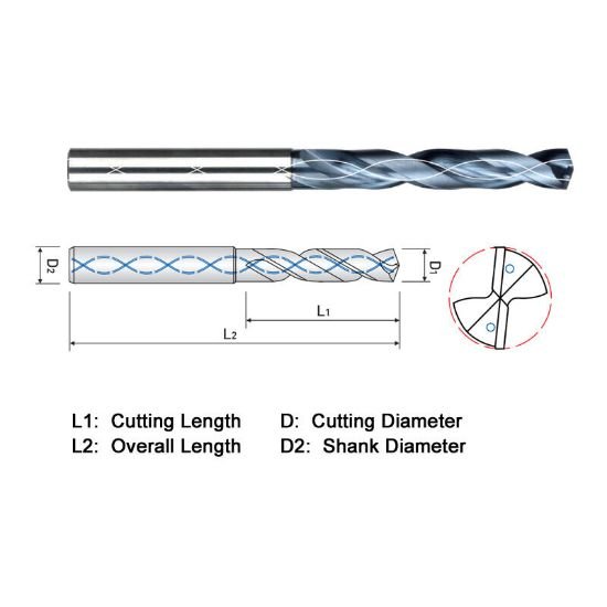 Picture of Widin PDMI067 6.70mm Dia 140° Point 2 Flute 5XD Drill