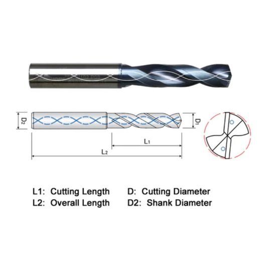 Picture of Widin PDSI121 12.10mm Dia 140° Point 2 Flute 3XD Drill