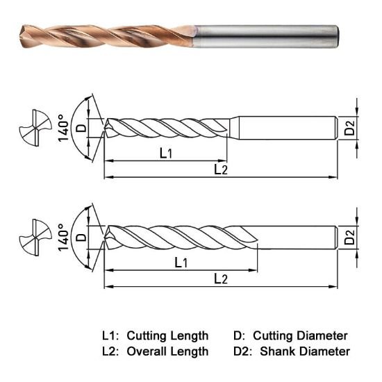 Picture of Widin PF505093 9.30mm Dia 140° Point 2 Flute 5XD Drill