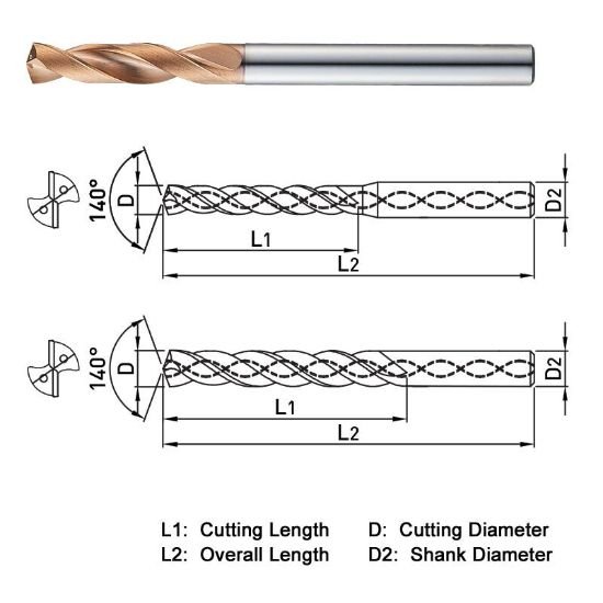 Picture of Widin SF50314288 14.288 - 9/16 Dia 140° Point 2 Flute 3XD Drill