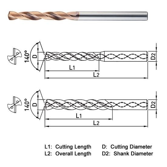 Picture of Widin SF505165 16.50mm Dia 140° Point 2 Flute 5XD Drill