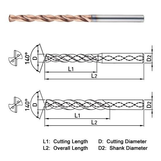 Picture of Widin SF508129 12.90mm Dia 140° Point 2 Flute 8XD Drill