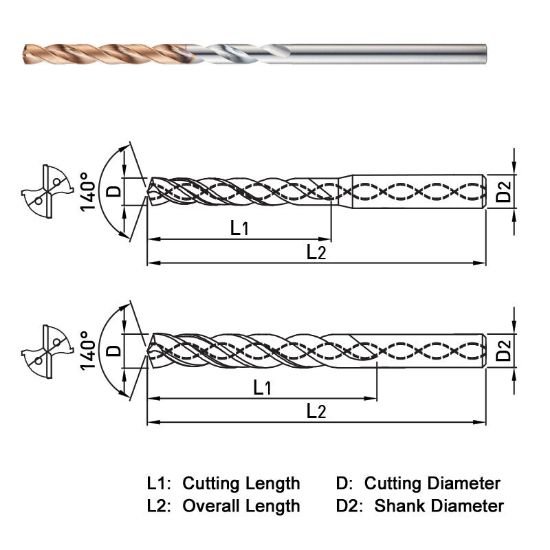 Picture of Widin SF510040 4.00mm Dia 140° Point 2 Flute 10XD Drill