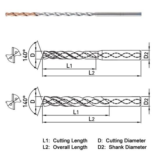 Picture of Widin SF520100 10.00mm Dia 140° Point 2 Flute 20XD Drill