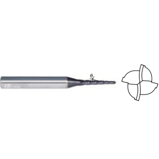 Picture of Widin TPRB604A-0125-05 Dia 1/8 SH 0.1875 LOC 0.8750 OAL3.00 End Mill Taper Flute Carbide AlTiN Single End Ball NoseBall X-Star