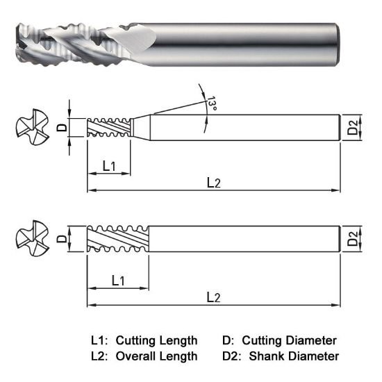 Picture of Widin WAF303180 Dia 18mm SH 0.7087 LOC 1.2598 OAL3.6220 End Mill Carbide Uncoated Single End Square Sharp ALU-WAVE