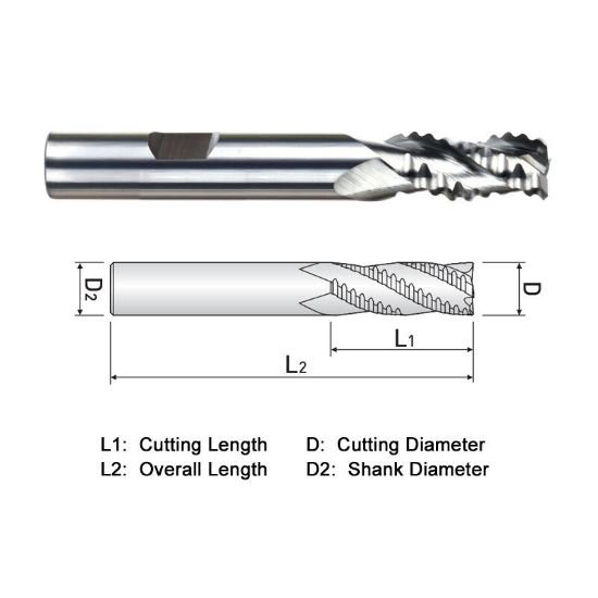 Picture of Widin WAF303A024 Dia 3/8 SH 0.3750 LOC 1.00 OAL3.00 End Mill Carbide Uncoated Single End Square Sharp ALU-WAVE