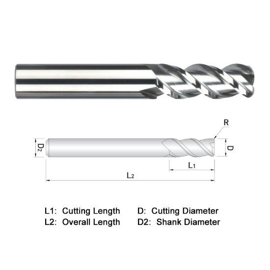 Picture of Widin WAR313A040030 Dia 5/8 SH 0.6250 LOC 1.6250 OAL3.50 End Mill Standard Flute High Helix Carbide Uncoated Single End Corner Radius0.0300 0.76mm ALU-WAVE