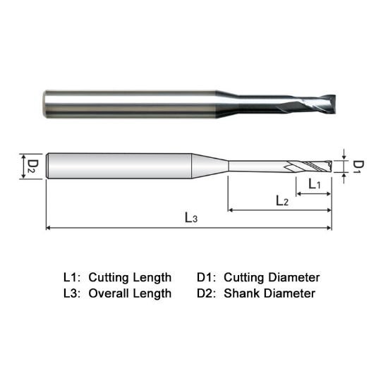 Picture of Widin WE7121416 Dia 1.40mm SH 0.1575 LOC 0.0827 OAL1.968 End Mill Standard Flute Standard Helix Carbide AlTiN Single End Square Sharp Z-ClassIC