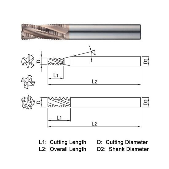 Picture of Widin WF61308025 Dia 8mm SH 0.3150 LOC 0.9843 OAL2.7559 End Mill Carbide AlTiN Single End Square Sharp WINNER