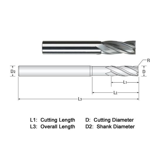 Picture of Widin WGE504A002L Dia 1/32 SH 0.1250 LOC 0.3750 OAL3.00 End Mill Standard Flute Standard Helix Carbide Diamond Single End Square Sharp Z-GRA-MATE