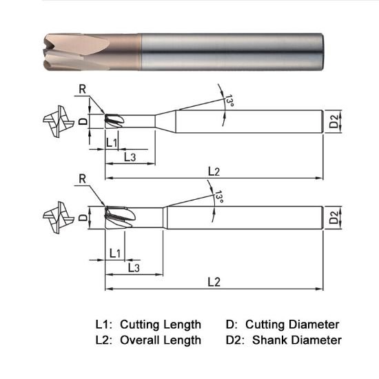 Picture of Widin WSPM4100-15 Dia 10mm SH 0.3937 LOC 0.3937 OAL2.9528 End Mill Carbide AlTiN Single End High Feed0.0591 1.50mm WINNER