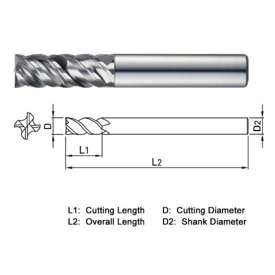 Picture of Widin XCE504160 Dia 16mm SH 0.6299 LOC 1.5748 OAL3.5433 End Mill Standard Flute High Helix Carbide TiAlN Single End Square Sharp X-Star