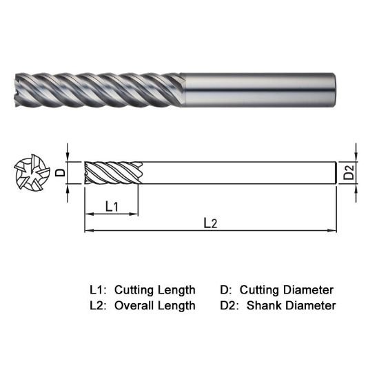 Picture of Widin XE515200 Dia 20mm SH 0.7874 LOC 2.9528 OAL5.9055 End Mill Standard Flute Variable Helix Carbide TiAlN Single End Square Sharp X-Star