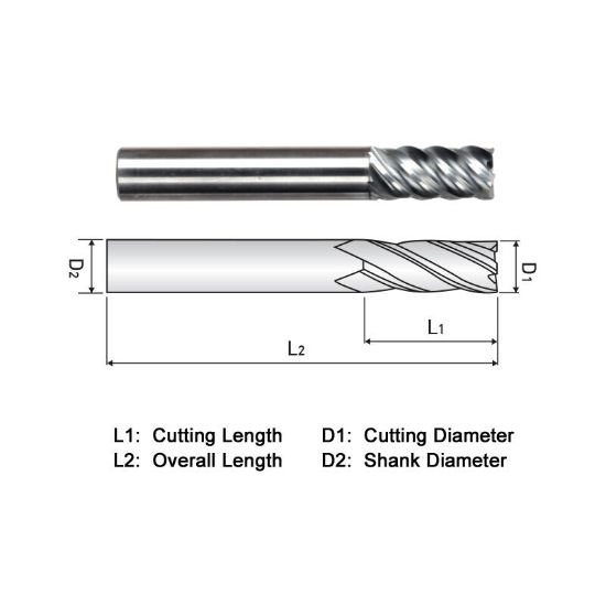 Picture of Widin XE515A018 Dia 9/32 SH 0.3125 LOC 0.6250 OAL2.50 End Mill Standard Flute Variable Helix Carbide TiAlN Single End Square Sharp X-Star