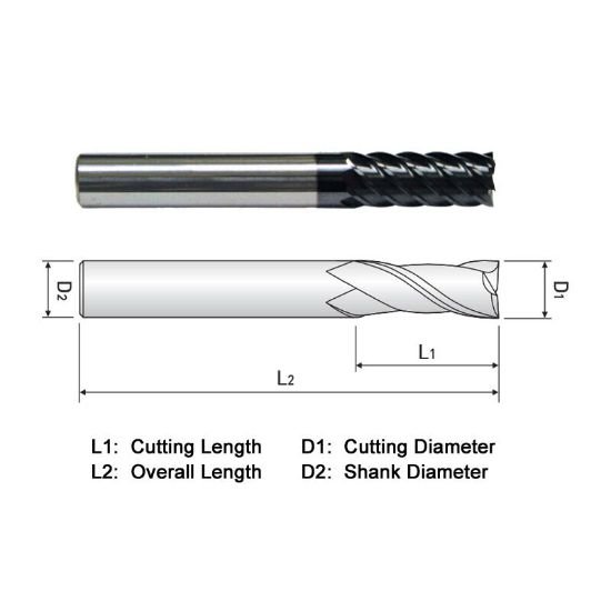 Picture of Widin ZA526024 Dia 3/8 SH 0.3750 LOC 1.7500 OAL4.00 End Mill Standard Flute High Helix Carbide AlTiN Single End Square Sharp Z-ClassIC