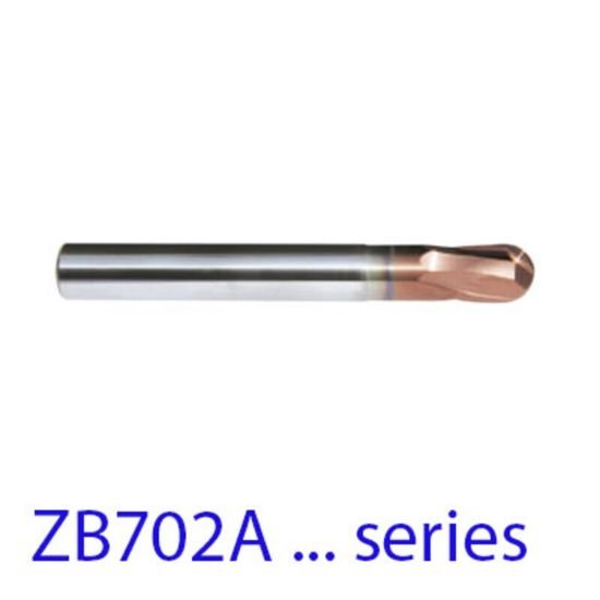 Picture of Widin ZB702A016125 Dia 1/4 SH 0.2500 LOC 0.3500 OAL3.00 End Mill Standard Flute Standard Helix Carbide AlTiN Single End Ball NoseBall Z-Star