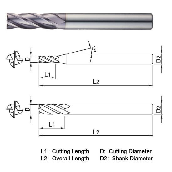 Picture of Widin ZE324180 Dia 18mm SH 0.7087 LOC 1.9685 OAL5.5118 End Mill Standard Flute Standard Helix Carbide TiAlN Single End Square Sharp THUNDER