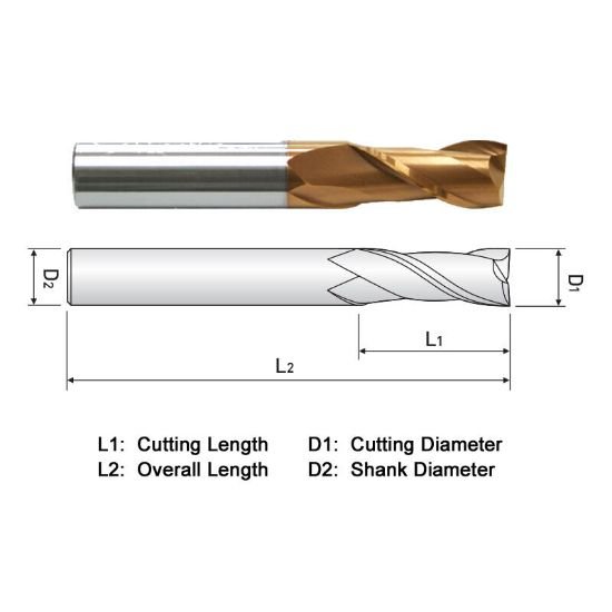 Picture of Widin ZE712030-10 Dia 3mm SH 0.2362 LOC 0.3937 OAL1.9685 End Mill Standard Flute Standard Helix Carbide AlTiN Single End Square Sharp Z-Star