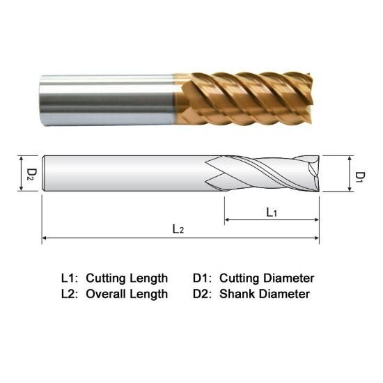 Picture of Widin ZE716A048 Dia 3/4 SH 0.7500 LOC 1.50 OAL4.1250 End Mill Standard Flute High Helix Carbide AlTiN Single End Square Sharp Z-Star