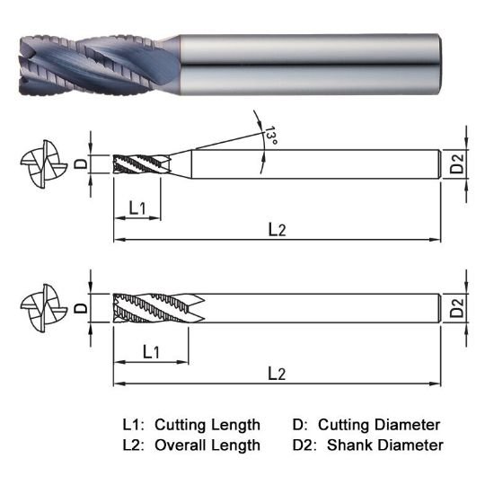 Picture of Widin ZF604110 Dia 11mm SH 0.4724 LOC 1.0236 OAL2.9528 End Mill Carbide AlTiN Single End Square Sharp Z-ClassIC