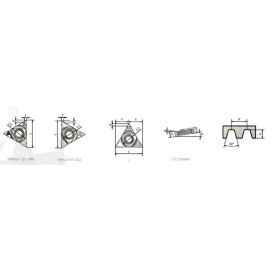 Picture of Xactform 16NL 3 TRAPEZOID K27C Insert Iso Thread Full Profile TiAlN 3.00mm Trapazoid