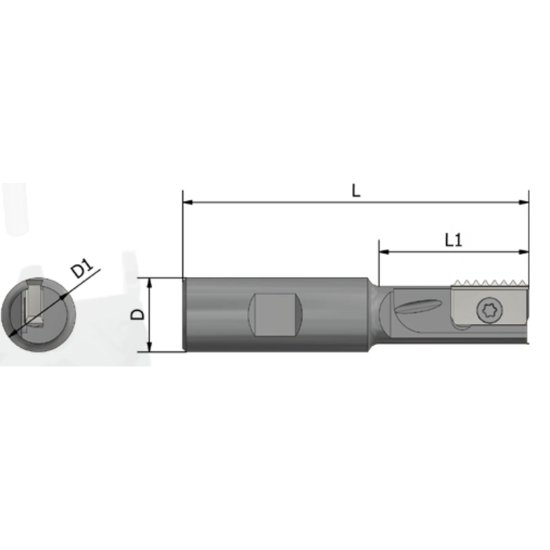 Picture of Xactform 72115 Indexable Thread Mill Int / Ext 0.880 Dia 3.750 OAL