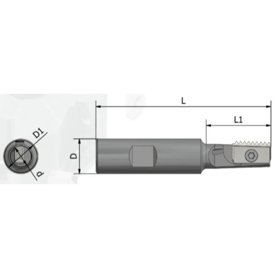 Picture of Xactform 72121 Indexable Thread Mill Int / Ext 0.540 Dia 3.390 OAL