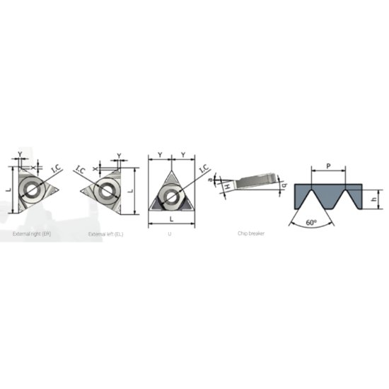 Picture of Xactform 16ER 0.5 Metric K27C Insert Iso Thread Full Profile TiAlN 0.50mm Metric