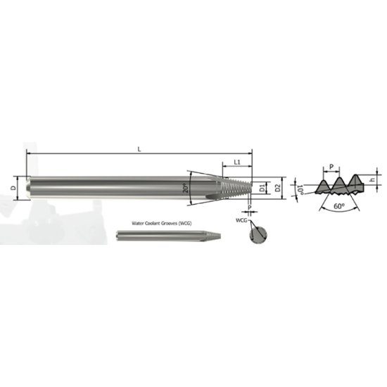 Picture of Xactform CSP31 Carbide Thread Mill Int / Ext 0.220 Dia 2.244 OAL 5 Flute