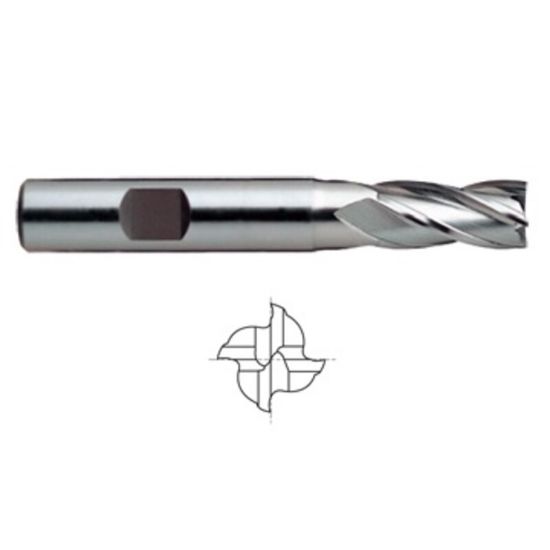 Picture of YG-1 07909QF Dia 5/16 SH 0.3750 LOC 0.7500 OAL2.50 End Mill Standard Flute Standard Helix Powder Metal TiAlN Single End Square Sharp ASP