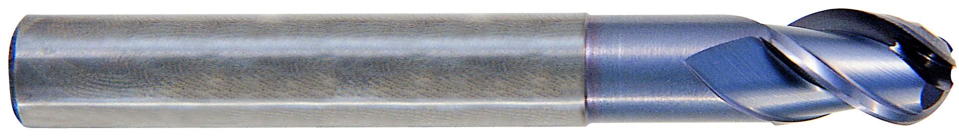 Picture of YG-1 38566TC Dia 3/16 SH 0.2500 LOC 0.2500 OAL2.50 End Mill Standard Flute Standard Helix Carbide TiCN Single End Ball NoseBall Alu-Power End Mill