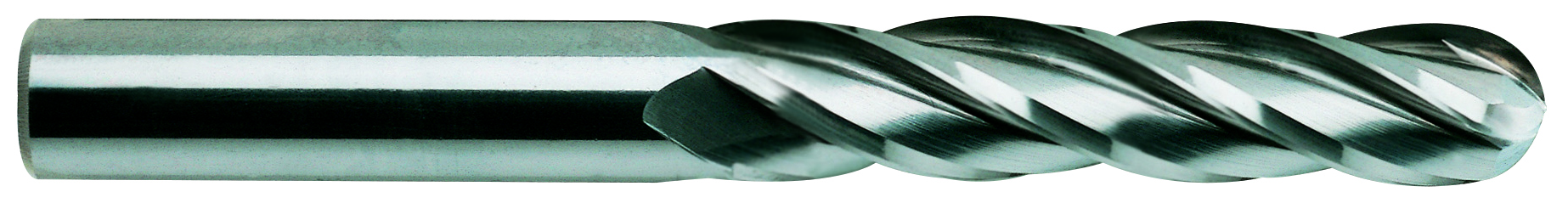 Picture of YG-1 53584TN Dia 3/8 SH 0.3750 LOC 1.7500 OAL4.00 End Mill Standard Flute Standard Helix Carbide TiN Single End Ball NoseBall Carbide EndMillS