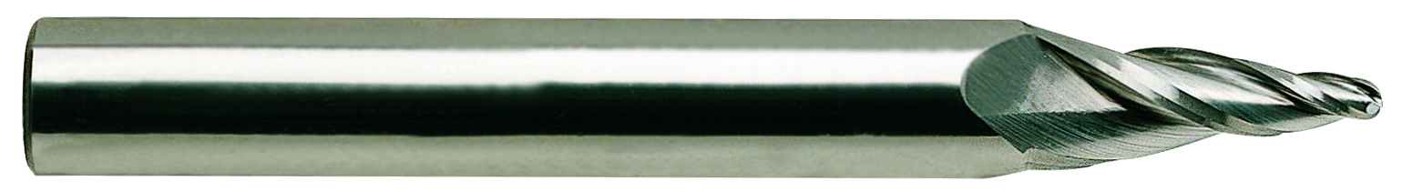 Picture of YG-1 88590TN Dia 1/8 SH 0.3750 LOC 0.7500 OAL3.50 End Mill Standard Flute Standard Helix Carbide TiN Single End Ball NoseBall Carbide EndMillS