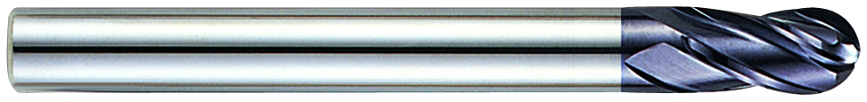 Picture of YG-1 93354 Dia 4mm SH 0.2362 LOC 0.3150 OAL2.7559 End Mill Standard Flute Standard Helix Carbide TiAlN Single End Ball NoseBall X-Power