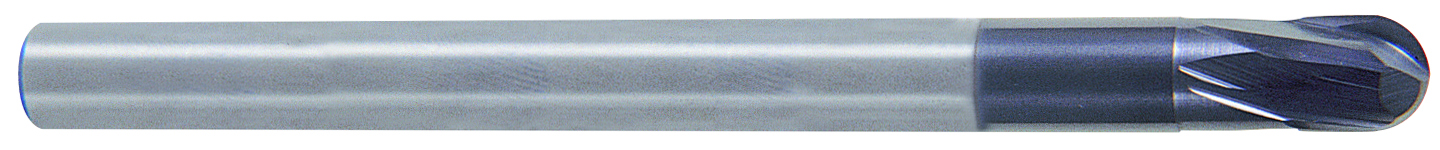 Picture of YG-1 93486 Dia 1/16 SH 0.2500 LOC 0.0625 OAL2.00 End Mill Standard Flute Standard Helix Carbide TiAlN Single End Ball NoseBall X-Power