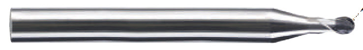 Picture of YG-1 ESB94010025 Dia 1mm SH 0.1575 LOC 0.0236 OAL1.9685 End Mill Standard Flute Standard Helix CBN Uncoated Single End Ball NoseBall CBN