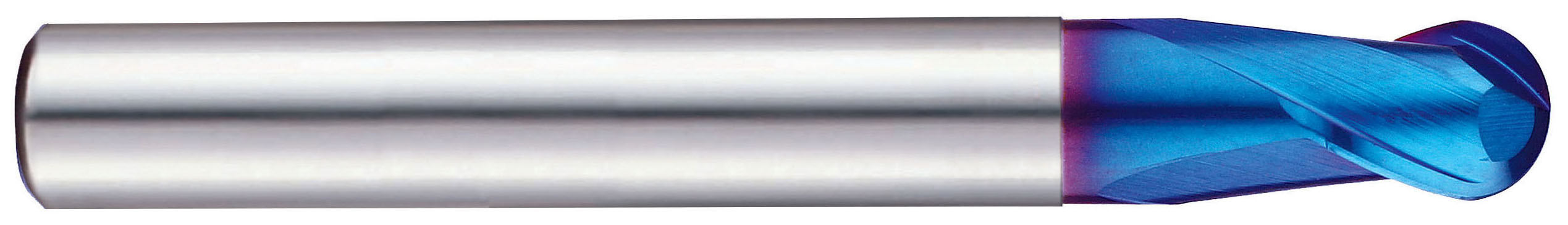 Picture of YG-1 G8A28025 Dia 2.50mm SH 0.1181 LOC 0.1181 OAL1.968 End Mill Standard Flute Standard Helix Carbide TiAlN Single End Ball NoseBall X-5070 End Mill