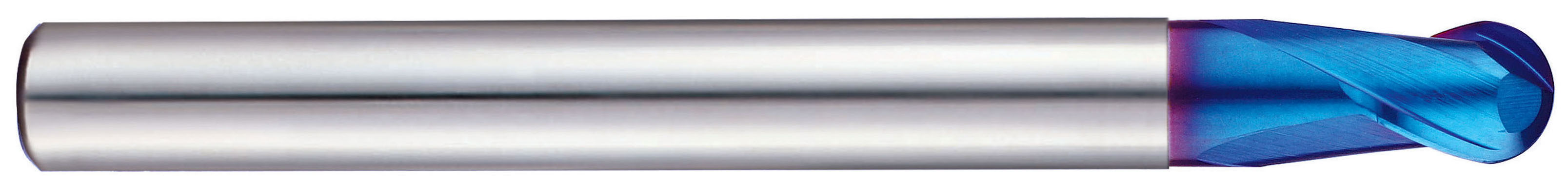 Picture of YG-1 G8A38020 Dia 2mm SH 0.2362 LOC 0.0787 OAL1.9685 End Mill Standard Flute Standard Helix Carbide TiAlN Single End Ball NoseBall X-5070 End Mill