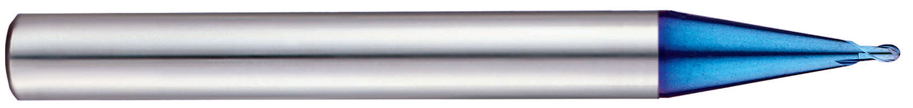 Picture of YG-1 G8A53008 Dia 0.80mm SH 0.2362 LOC 0.0315 OAL1.968 End Mill Standard Flute Standard Helix Carbide TiAlN Single End Ball NoseBall X-5070 End Mill