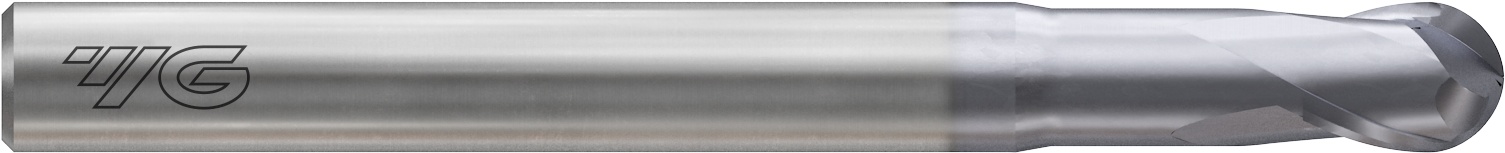 Picture of YG-1 GMF16976 Dia 1/4 SH 0.2500 LOC 0.3125 OAL2.3750 End Mill Standard Flute Standard Helix Carbide TiAlN Single End Ball NoseBall 4G Mill