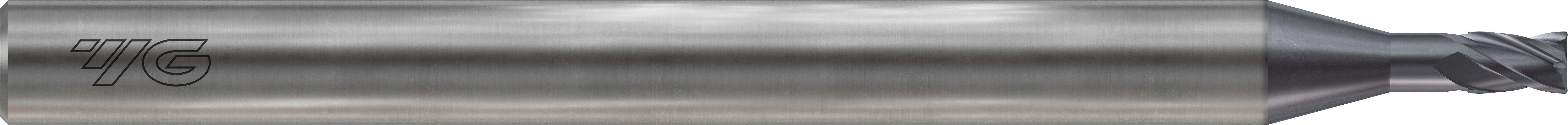 Picture of YG-1 GMF21950 Dia 1/8 SH 0.2500 LOC 0.1875 OAL2.3750 End Mill Standard Flute Variable Helix Carbide TiAlN Single End Corner Radius0.0120 0.30mm 4G Mill
