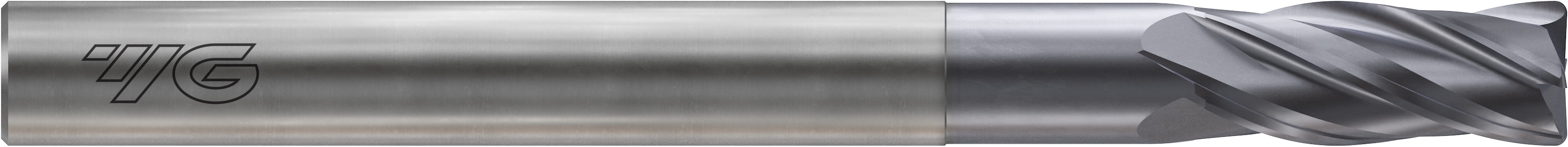 Picture of YG-1 GMF21992 Dia 3/8 SH 0.3750 LOC 1.00 OAL4.00 End Mill Standard Flute Variable Helix Carbide TiAlN Single End Corner Radius0.0200 0.51mm 4G Mill