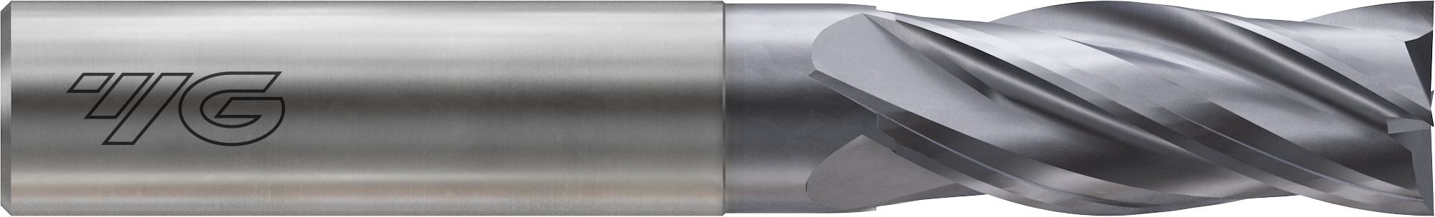 Picture of YG-1 GMF25024 Dia 3/8 SH 0.3750 LOC 1.00 OAL3.00 End Mill Standard Flute Standard Helix Carbide TiAlN Single End Square Sharp 4G Mill