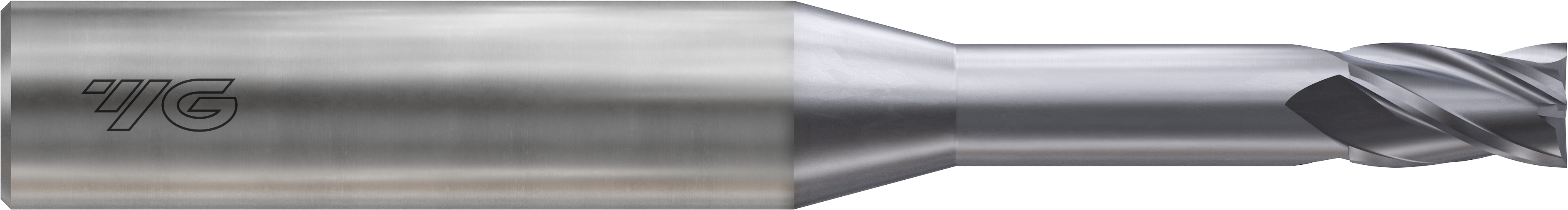 Picture of YG-1 GMF28012 Dia 3/16 SH 0.2500 LOC 0.2500 OAL2.00 End Mill Standard Flute Standard Helix Carbide TiAlN Single End Square Sharp 4G Mill