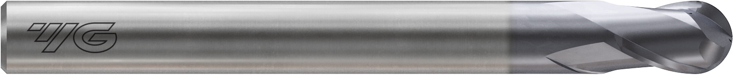 Picture of YG-1 SEMD98003S Dia 0.30mm SH 0.1575 LOC 0.0118 OAL1.574 End Mill Standard Flute Standard Helix Carbide TiAlN Single End Ball NoseBall 4G Mill