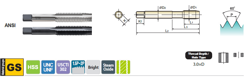 Picture of YG-1 ZFM32 No.000-120.00TPI Roll Form Bottoming 1.5P-2.0P HSS Uncoated